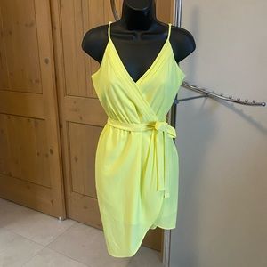 Neon Yellow Wrap Dress *New*